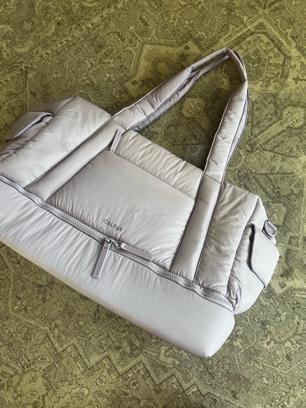 Calpak Light purple Quilted Tote with Front Pocket